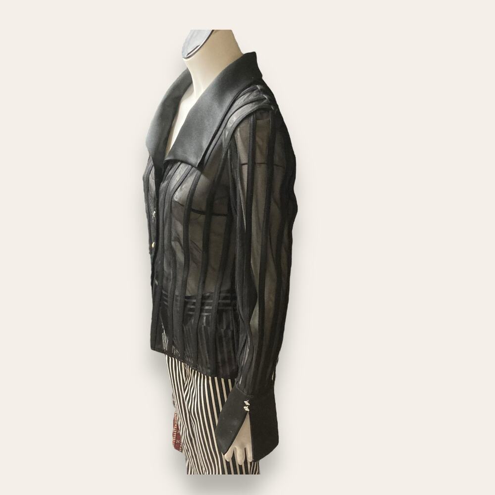 Js Collections Black Mesh Structured Gemstone Lon… - image 5